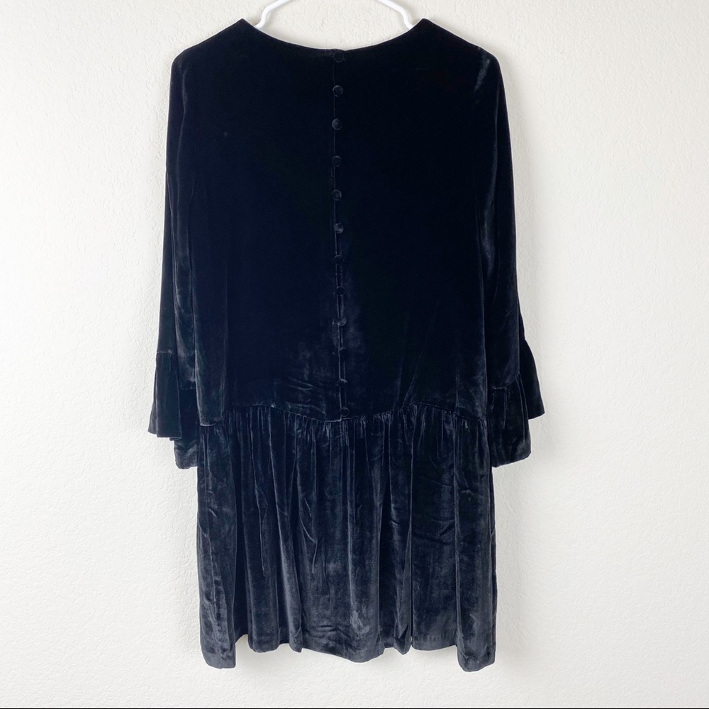 Madewell black velvet drop waist bell dress P - Picture 5 of 11
